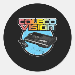 Pegatina Redonda Jugador de videojuegos retro vintage