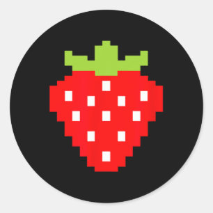 Pegatina Redonda Jugador de videojuegos Strawberry 1