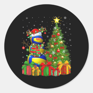 Pegatina Redonda Jugador de voleibol de muñeca navideño árbol de vo