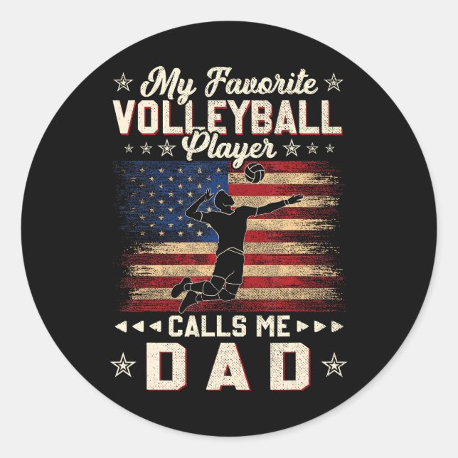 Pegatina Redonda Jugador de voleibol favorito me llama bandera de p (Anverso)