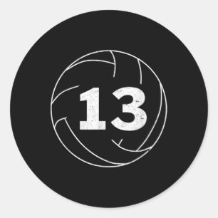 Pegatina Redonda Jugador de voleibol Jersey Número Trece Gráfico