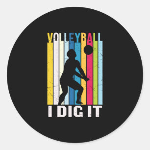 Pegatina Redonda Jugador de voleibol   Voleibol I Dig It