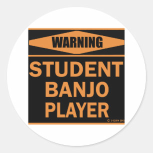 Pegatina Redonda Jugador del banjo del estudiante