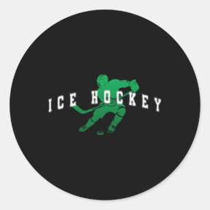 Pegatina Redonda Jugador del equipo verde de hockey sobre hielo tex