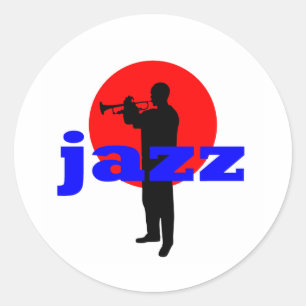 Pegatina Redonda Jugador del jazz