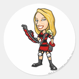 Pegatina Redonda Jugador del personal de la isla de Krawk de la