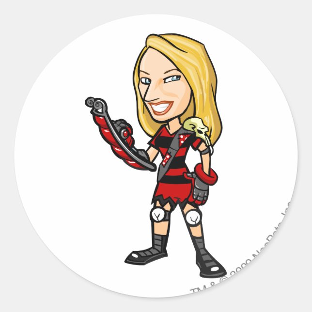 Pegatina Redonda Jugador del personal de la isla Viola Krawk (Anverso)