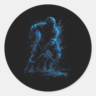 Pegatina Redonda Jugador dinámico de hockey sobre hielo - Patinaje