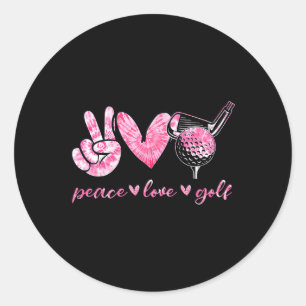 Pegatina Redonda Jugador Divertido Paz Amor Golf Amantes Deporte 