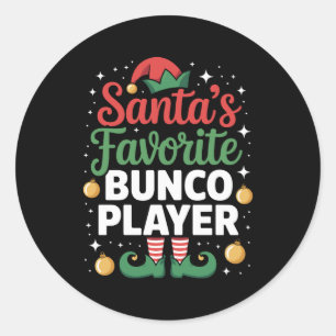 Pegatina Redonda Jugador Favorito de Bunco de Santa Navidad Xmas