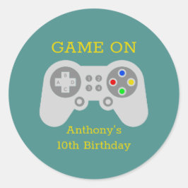 Pegatina Redonda Jugador moderno cualquier fiesta de cumpleaños de 