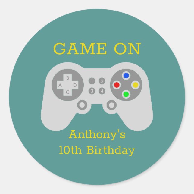 Pegatina Redonda Jugador moderno cualquier fiesta de cumpleaños de  (Anverso)