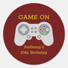 Pegatina Redonda Jugador moderno cualquier fiesta de cumpleaños de 