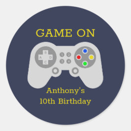 Pegatina Redonda Jugador moderno cualquier fiesta de cumpleaños de 