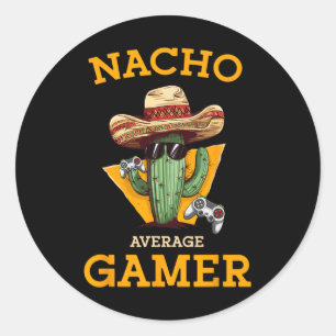Pegatina Redonda Jugador promedio de videojuegos Gracioso Gami mexi