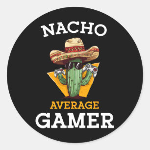 Pegatina Redonda Jugador promedio de videojuegos Gracioso Gami mexi