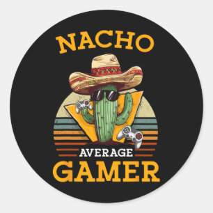 Pegatina Redonda Jugador promedio de videojuegos jugador divertido