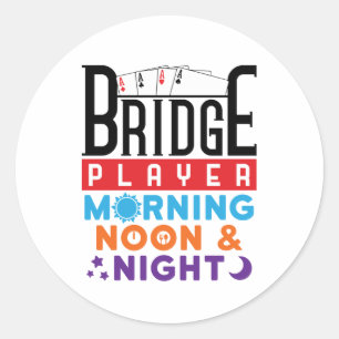 Pegatina Redonda Jugador puente por la mañana y noche