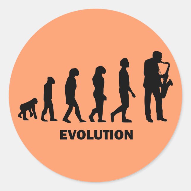 Pegatina Redonda jugador saxofón gracioso (Anverso)