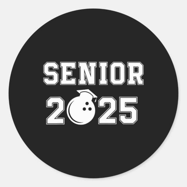 Pegatina Redonda Jugador Senior de Bowling 2025 (Anverso)