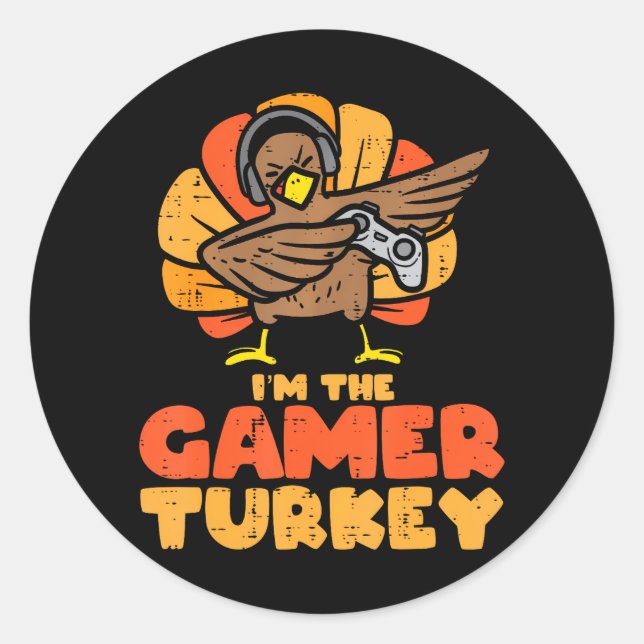 Pegatina Redonda Jugador Turquía VIdeo Games Gaming Boys Thanksendi (Anverso)
