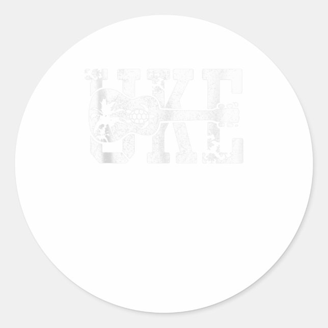 Pegatina Redonda Jugador Ukulele UKE Hawaii Ukulele (Anverso)