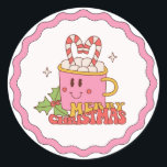 Pegatina Redonda Jugadora Cute Merry Christmas<br><div class="desc">Para una personalización más avanzada de este diseño,  simplemente seleccione el botón "Personalizar It" de arriba.</div>