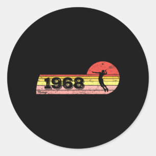 Pegatina Redonda Jugadora de bádminton Nacida en 1968 Vintage Women