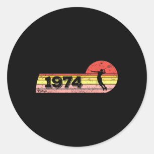 Pegatina Redonda Jugadora de bádminton Nacida en 1974 Vintage Women