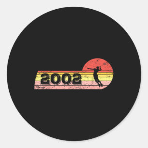 Pegatina Redonda Jugadora de Badminton Nacida en 2002 Vintage Mujer