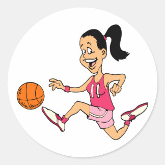 Pegatina Redonda jugadora de baloncesto