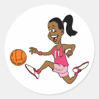 Pegatina Redonda jugadora de baloncesto