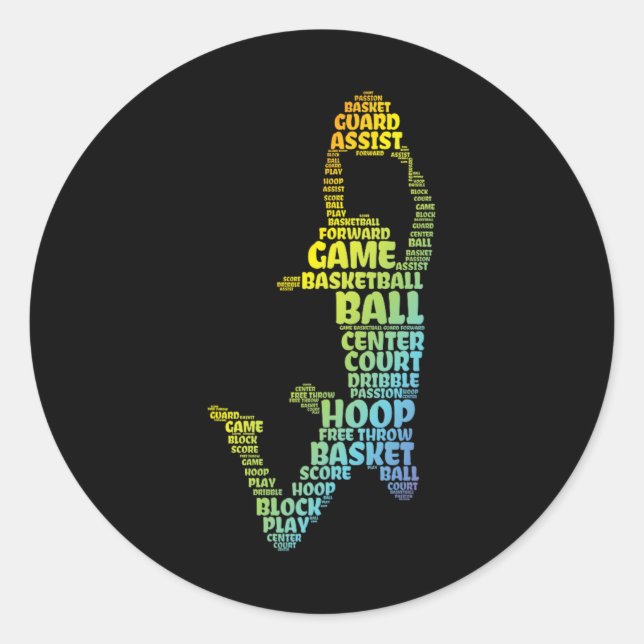 Pegatina Redonda jugadora de baloncesto (Anverso)