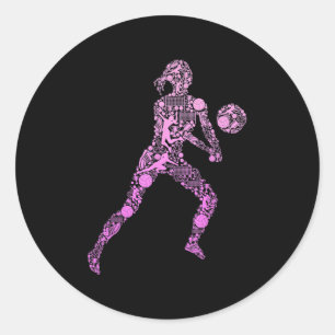 Pegatina Redonda Jugadora Juvenil Chica de Voleibol 7