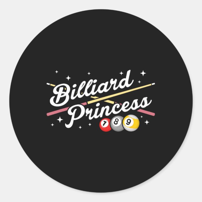 Pegatina Redonda Jugadores Billiard Princess Pool Billia (Anverso)