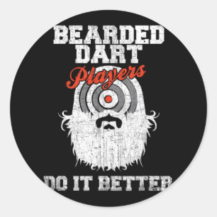 Pegatina Redonda Jugadores Dart con barba lo hacen mejor Dartboard
