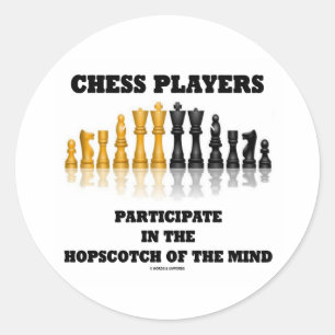 Pegatina Redonda Jugadores De Ajedrez Participan En El Hopscotch Of