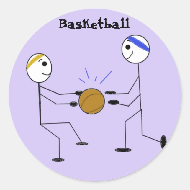 Pegatina Redonda Jugadores de baloncesto (Anverso)
