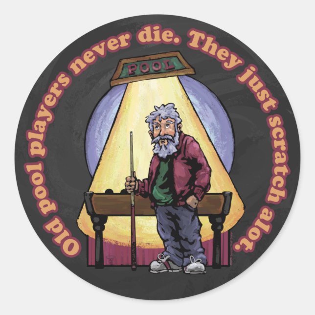 Pegatina Redonda Jugadores de billar antiguos (Anverso)