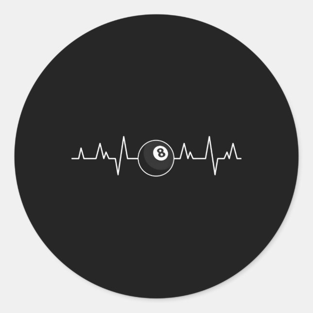 Pegatina Redonda Jugadores de billar Hebeat Billiards 8 Ball (Anverso)