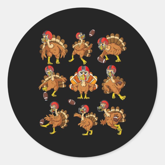 Pegatina Redonda Jugadores de Fútbol de Turquía en el Día de Acción (Anverso)