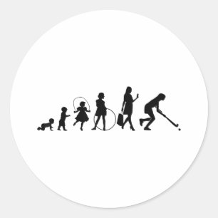 Pegatina Redonda Jugadores de hockey sobre hierba Evolución del hoc