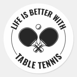 Pegatina Redonda Jugadores de ping pong de ping pong