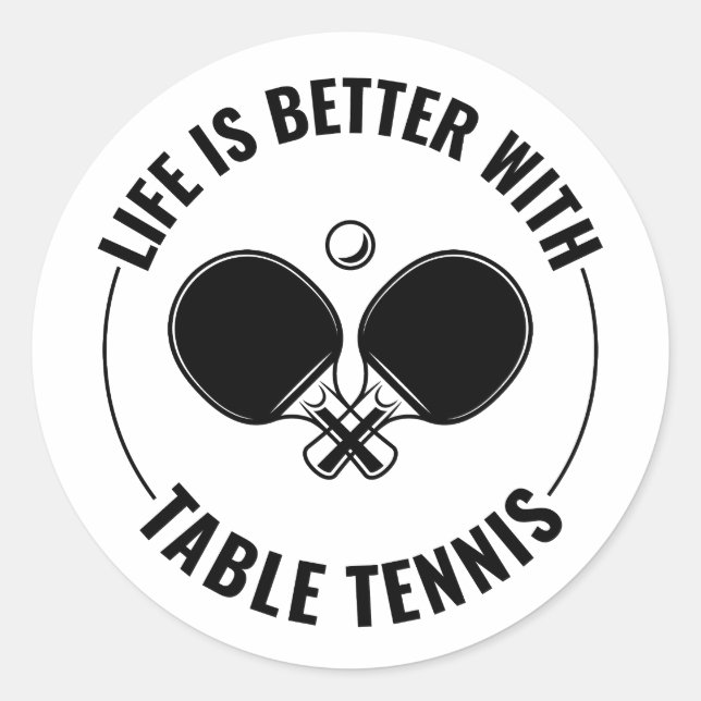 Pegatina Redonda Jugadores de ping pong de ping pong (Anverso)