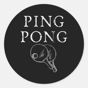 Pegatina Redonda Jugadores de Ping Pong Paddle Table Tennis Sports