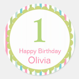 Pegatina Redonda Jugadores de tarta de cumpleaños/Pegatinas