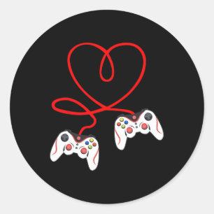 Pegatina Redonda Jugadores de videojuegos de control de juegos que