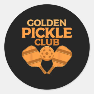 Pegatina Redonda Jugadores divertidos de baloncesto Golden Pickle C