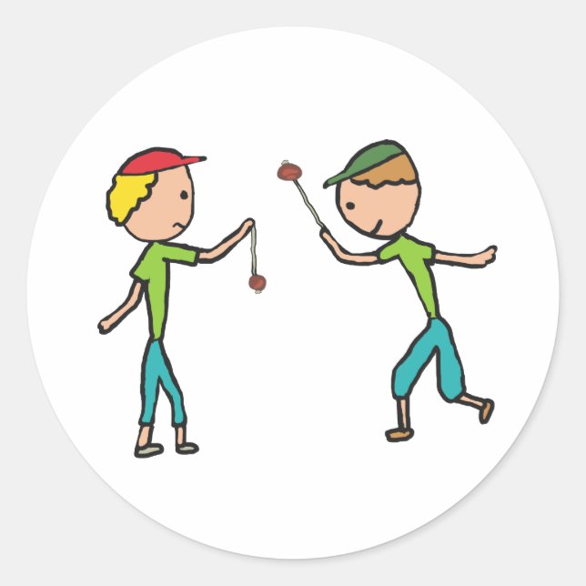 Pegatina Redonda Jugando a los ahorristas (Anverso)