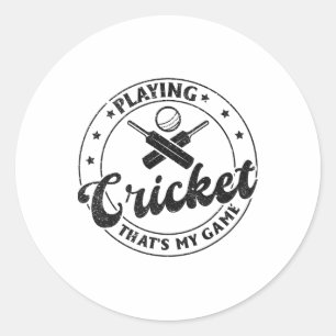 Pegatina Redonda Jugando Cricket Ese es mi Juego - Cricketer Cricke